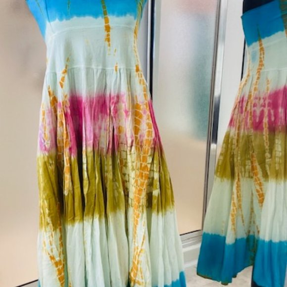 Baba Tie Die Strapless Sundress -Size Medium - Picture 1 of 9